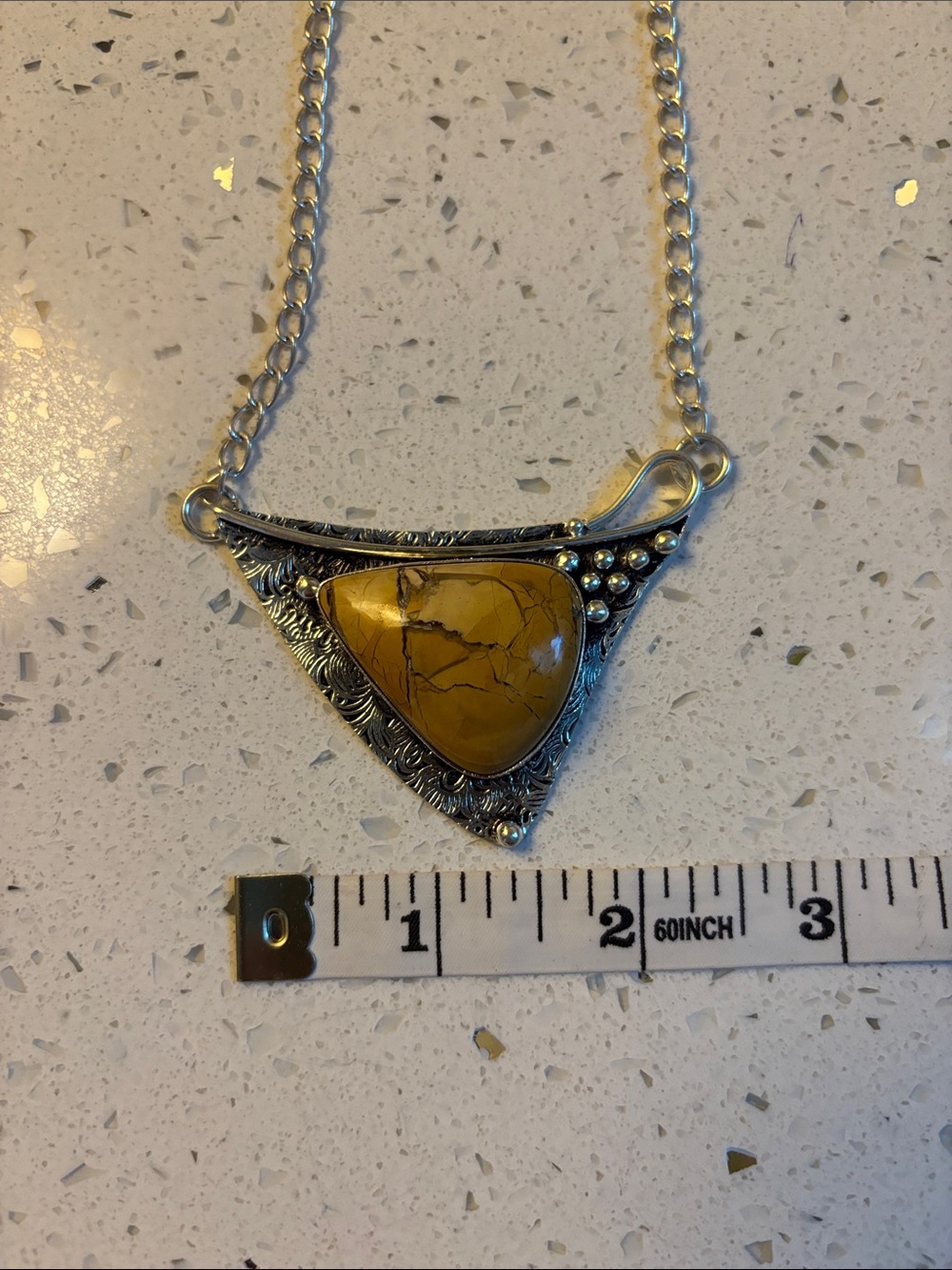 Sterling Silver Brecciated Mookaite Gemstone Statement Necklace - Picture 7 of 8